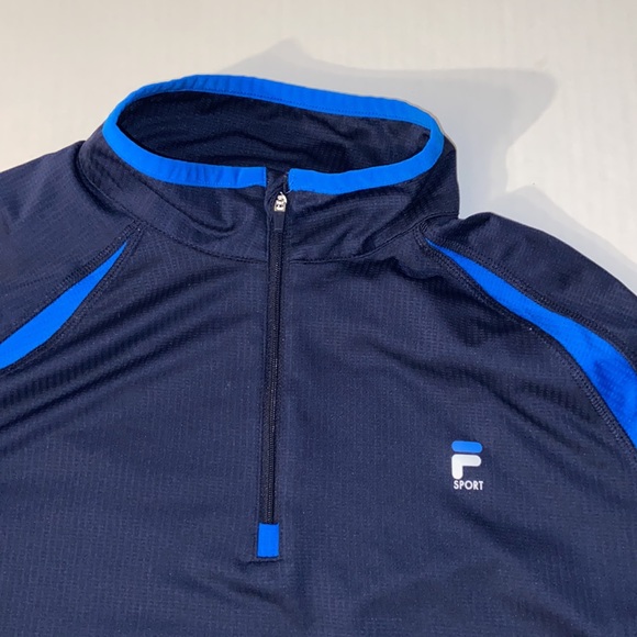 Fila Sport Medium Quarter Zip Medium Pullover Blue Jacket - Picture 3 of 6